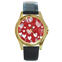 Valentine Round Gold Metal Watch