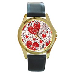 Be My Valentine Round Gold Metal Watch by pollyparadiseartshop