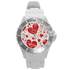 Be My Valentine Round Plastic Sport Watch (l) by pollyparadiseartshop