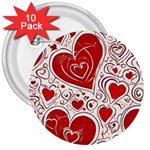 Be My Valentine 3  Buttons (10 pack)  Front