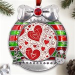 Be My Valentine Metal X Mas Ribbon With Red Crystal Round Ornament Front