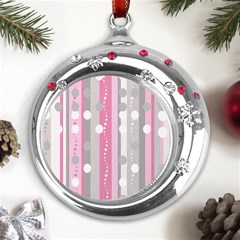 Candy Metal Snowflake Red Crystal Round Ornament by pollyparadiseartshop