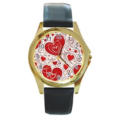 Be My Valentine Round Gold Metal Watch