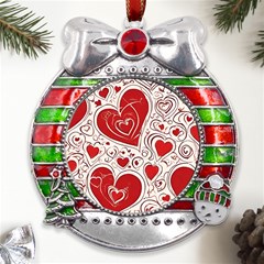 Be My Valentine Metal X mas Ribbon With Red Crystal Round Ornament