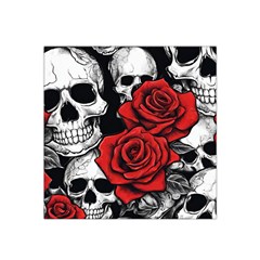 Roses And Skulls Satin Bandana Scarf 22  X 22 