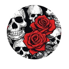 Roses And Skulls Mini Round Pill Box