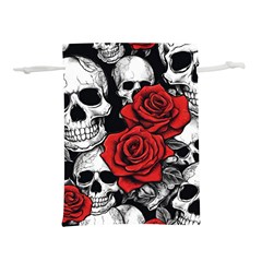 Roses And Skulls Lightweight Drawstring Pouch (l)