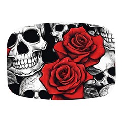 Roses And Skulls Mini Square Pill Box