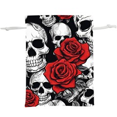 Roses And Skulls Lightweight Drawstring Pouch (xl)