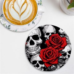 Roses And Skulls Uv Print Round Tile Coaster