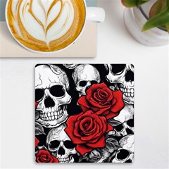 Roses And Skulls Uv Print Square Tile Coaster 