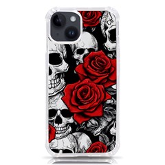 Roses And Skulls Iphone 14 Tpu Uv Print Case by pollyparadiseartshop