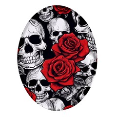 Roses And Skulls Oval Glass Fridge Magnet (4 Pack)