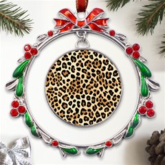 Leopard Metal X mas Wreath Ribbon Ornament