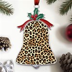 Leopard Metal Holly Leaf Bell Ornament Front