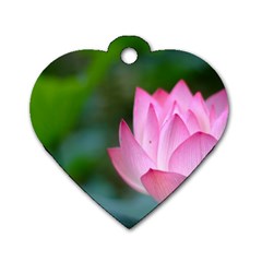 Pink Flower Dog Tag Heart (one Side)