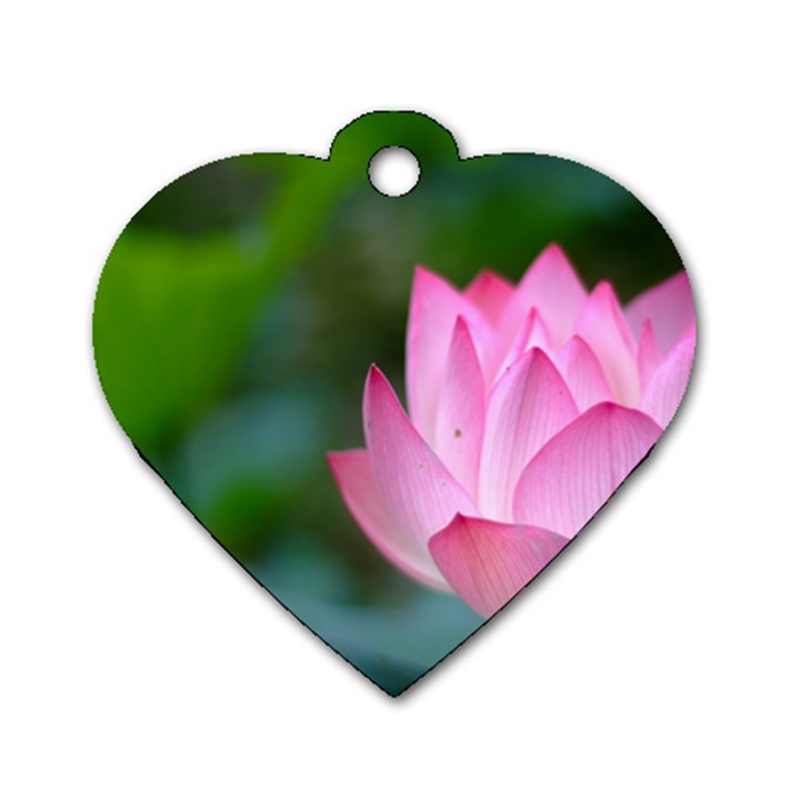 Pink Flower Dog Tag Heart (One Side)