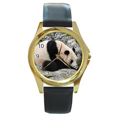 Giant Panda Round Gold Metal Watch by ironman2222