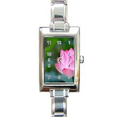 Red Pink Flower Rectangular Italian Charm Watch