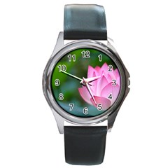 Red Pink Flower Round Metal Watch by ironman2222