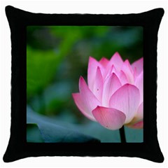 Red Pink Flower Throw Pillow Case (black) by ironman2222