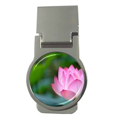 Red Pink Flower Money Clip (round)