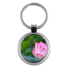 Red Pink Flower Key Chain (round)