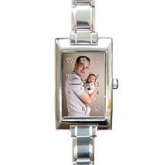 Father And Son Hug Rectangular Italian Charm Watch