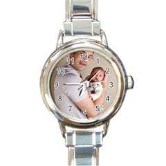 Father And Son Hug Round Italian Charm Watch