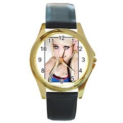 Testgirl3 Round Gold Metal Watch by testgirlss