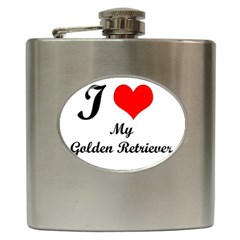 I Love My Golden Retriever Hip Flask (6 Oz) by mydogbreeds