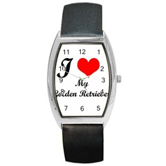 I Love My Golden Retriever Barrel Style Metal Watch