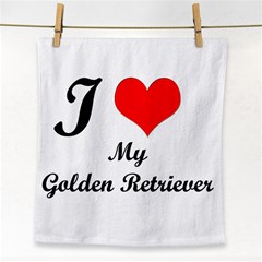 I Love My Golden Retriever Face Towel by mydogbreeds