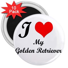 I Love Golden Retriever 3  Magnet (10 Pack)