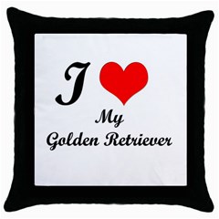 I Love Golden Retriever Throw Pillow Case (black)