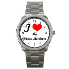 I Love Golden Retriever Sport Metal Watch