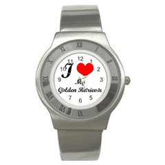 I Love Golden Retriever Stainless Steel Watch