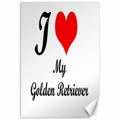 I Love Golden Retriever Canvas 12  X 18  by mydogbreeds