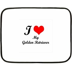 I Love Golden Retriever Mini Fleece Blanket by mydogbreeds