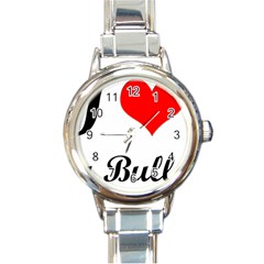 I-love-my-bulldog Round Italian Charm Watch