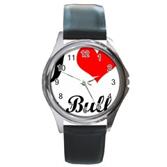 I-love-my-bulldog Round Metal Watch