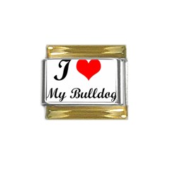 I-love-my-bulldog Gold Trim Italian Charm (9mm)