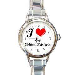 I Love My Golden Retriever Round Italian Charm Watch