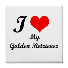 I Love My Golden Retriever Tile Coaster by ArtsCafecom3