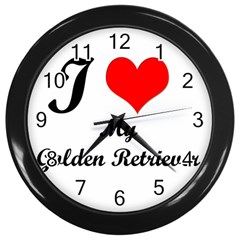 I Love My Golden Retriever Wall Clock (black)