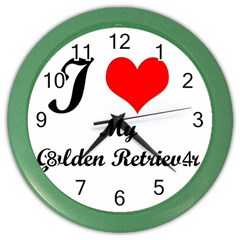 I Love My Golden Retriever Color Wall Clock by ArtsCafecom3