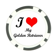 I Love My Golden Retriever Poker Chip Card Guard by ArtsCafecom3