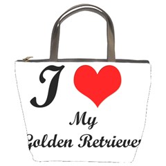 I Love My Golden Retriever Bucket Bag by ArtsCafecom3