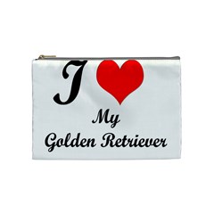 I Love My Golden Retriever Cosmetic Bag (medium) by ArtsCafecom3