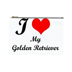 I Love My Golden Retriever Cosmetic Bag (large)